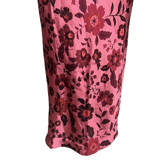 NWT House of Harlow 1960 Pink Floral Satin Midriff Cutout Slip Midi Dress - M - Picture 5 of 12